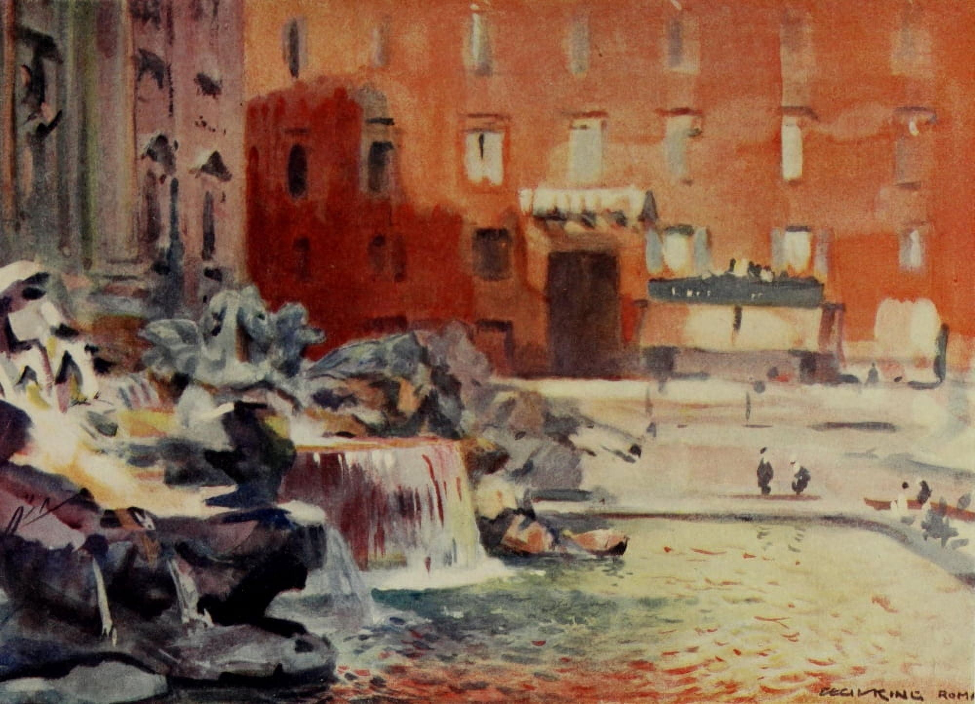Posterazzi The International Studio 1914 The Trevi Fountain Rome Canvas Art - Cecil King (24 x 36)