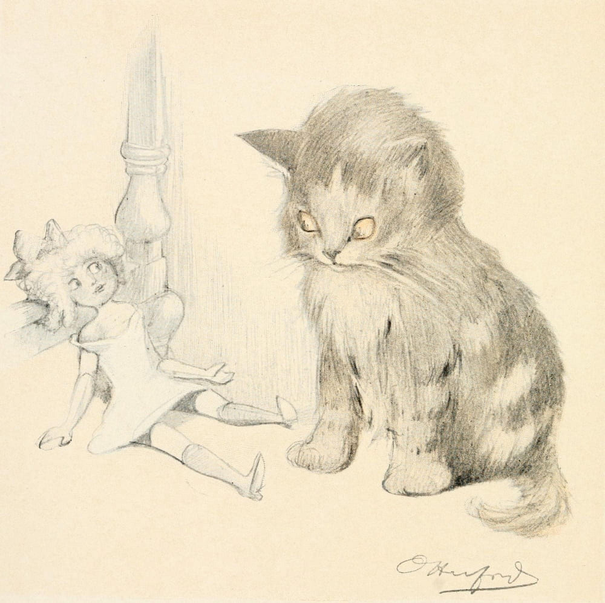 Posterazzi The Kittens Garden of Verses 1911 Cat & doll Canvas Art - Oliver Herford (24 x 36)