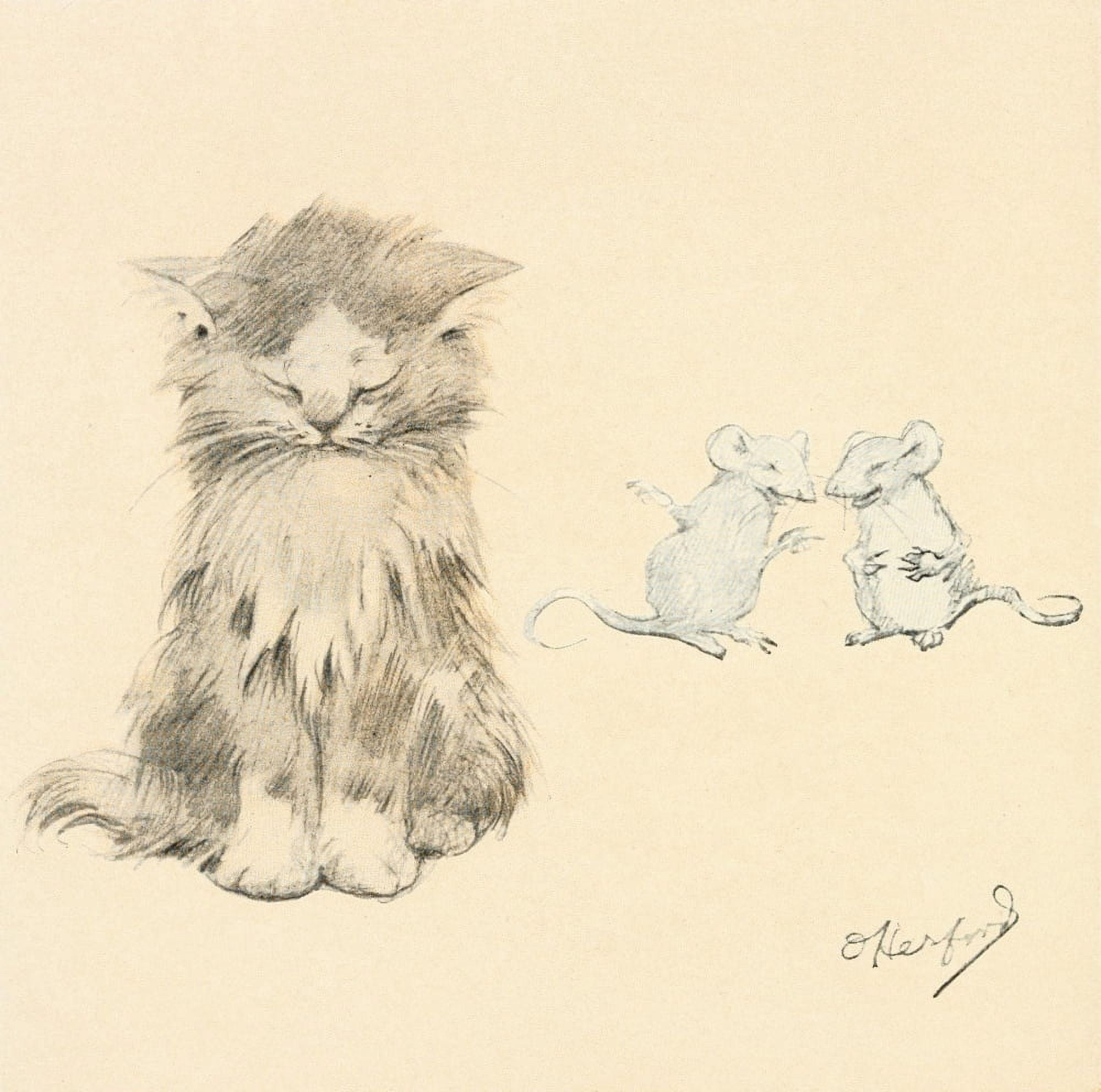 Posterazzi The Kittens Garden of Verses 1911 Mouse squabble Canvas Art - Oliver Herford (24 x 36)