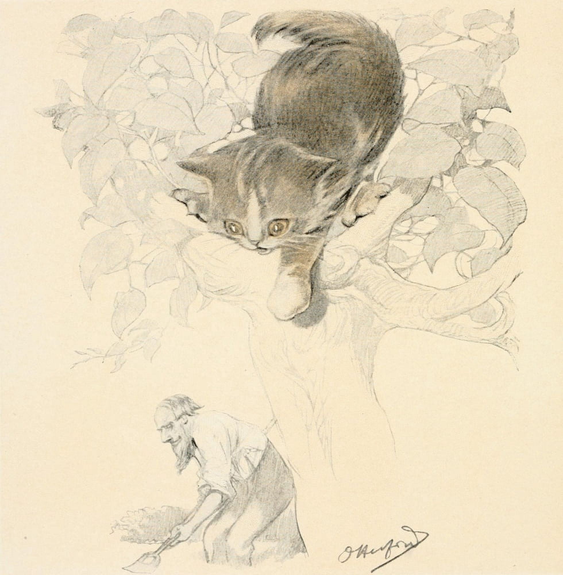 Posterazzi The Kittens Garden of Verses 1911 Tree cat Canvas Art - Oliver Herford (24 x 36)