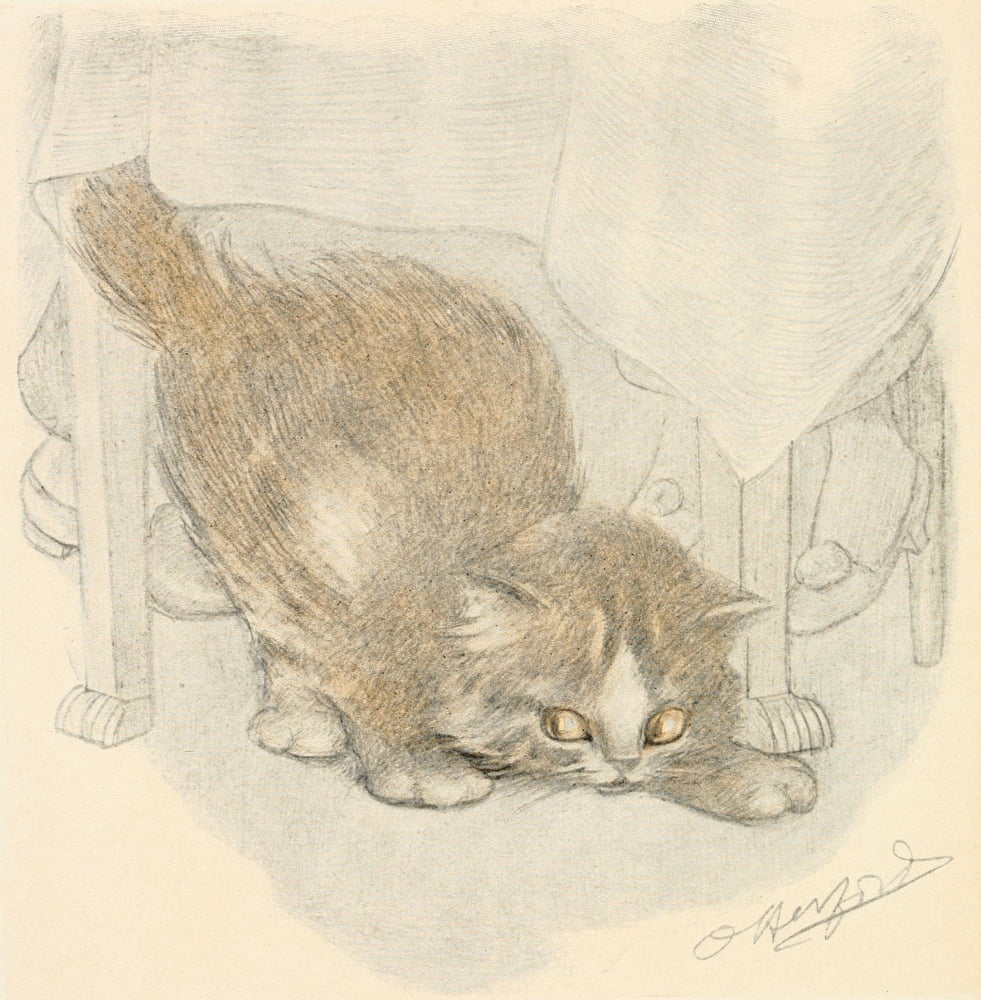 Posterazzi The Kittens Garden of Verses 1911 Under the table Canvas Art - Oliver Herford (24 x 36)