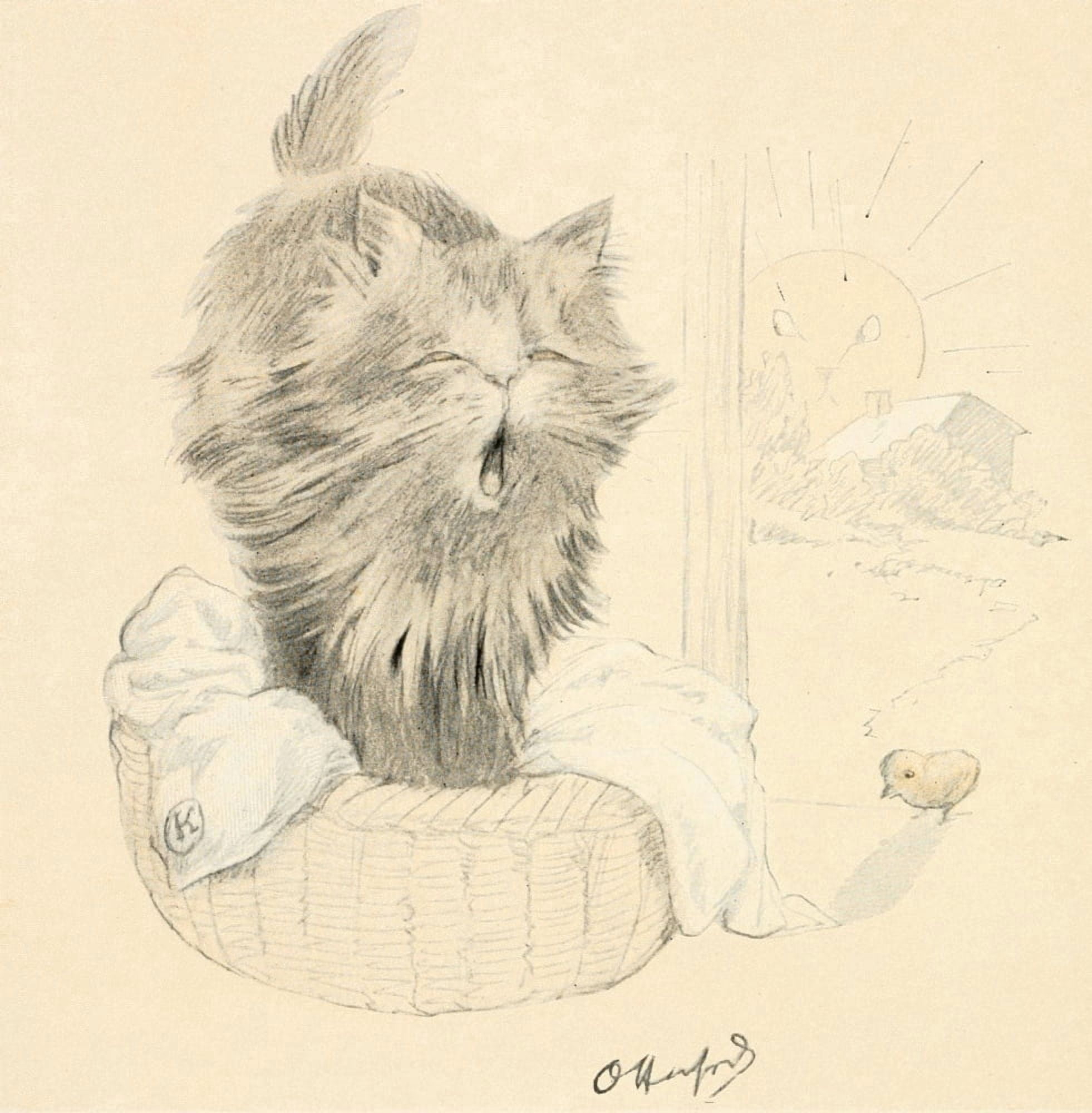 Posterazzi The Kittens Garden of Verses 1911 Yawn Canvas Art - Oliver Herford (24 x 36)