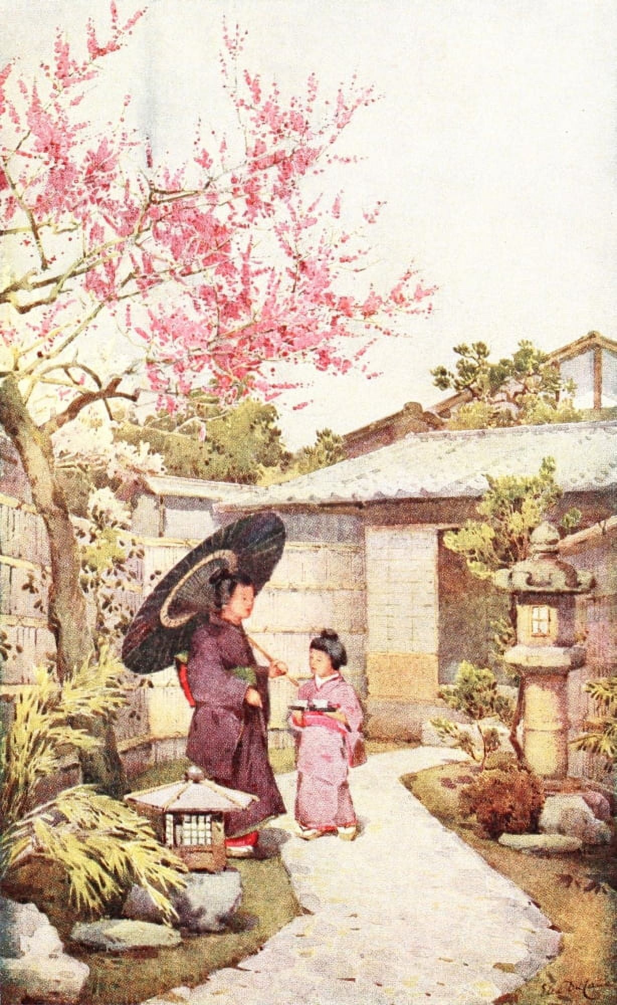 Posterazzi The Kobai plum blossom Flowers & Gardens of Japan 1908 Canvas Art - Ella Du Cane (24 x 36)