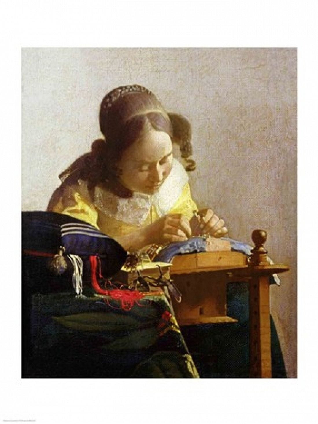 Posterazzi The Lacemaker Canvas Art - Johannes Vermeer (24 x 36)