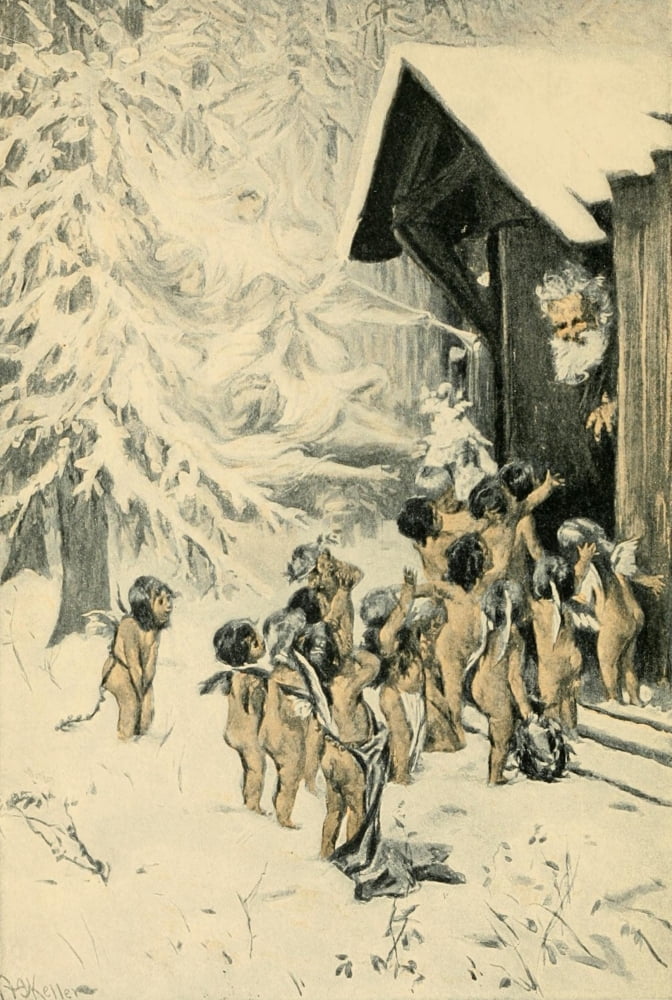 Posterazzi The Land of Make-believe 1907 Seraphs at Santas door Canvas Art - Arthur I Keller (24 x 36)