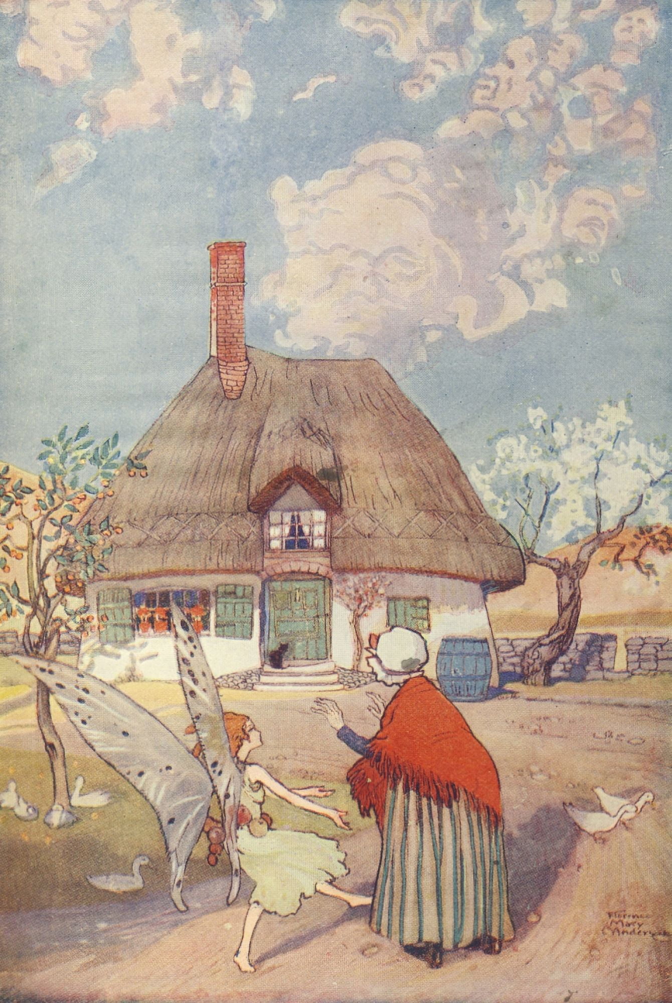 Posterazzi The Land where Stories Grow 1929 Dearest little cottage (1) Canvas Art - Florence Mary Anderson (24 x 36)