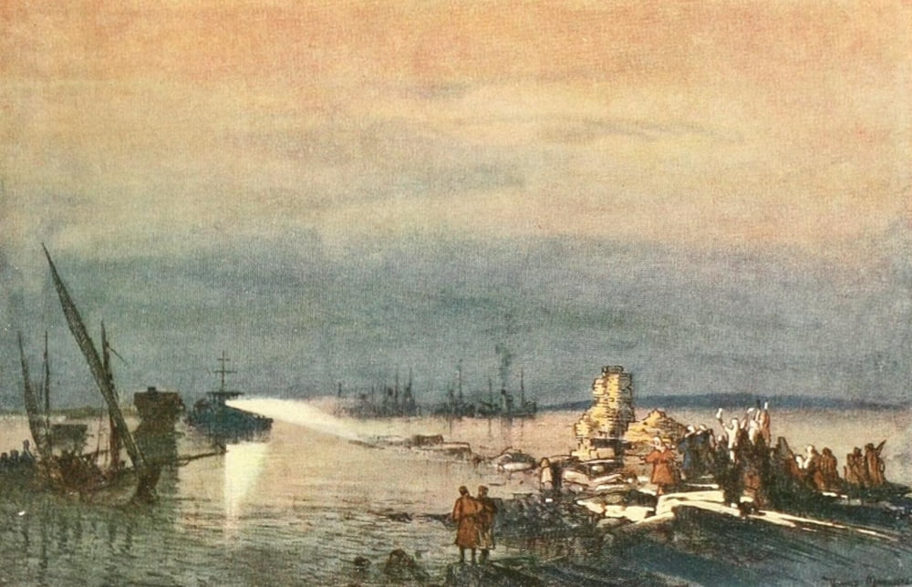 Posterazzi The Last Crusade 1920 Motor launch entering Tyre Canvas Art - Donald Maxwell (24 x 36)