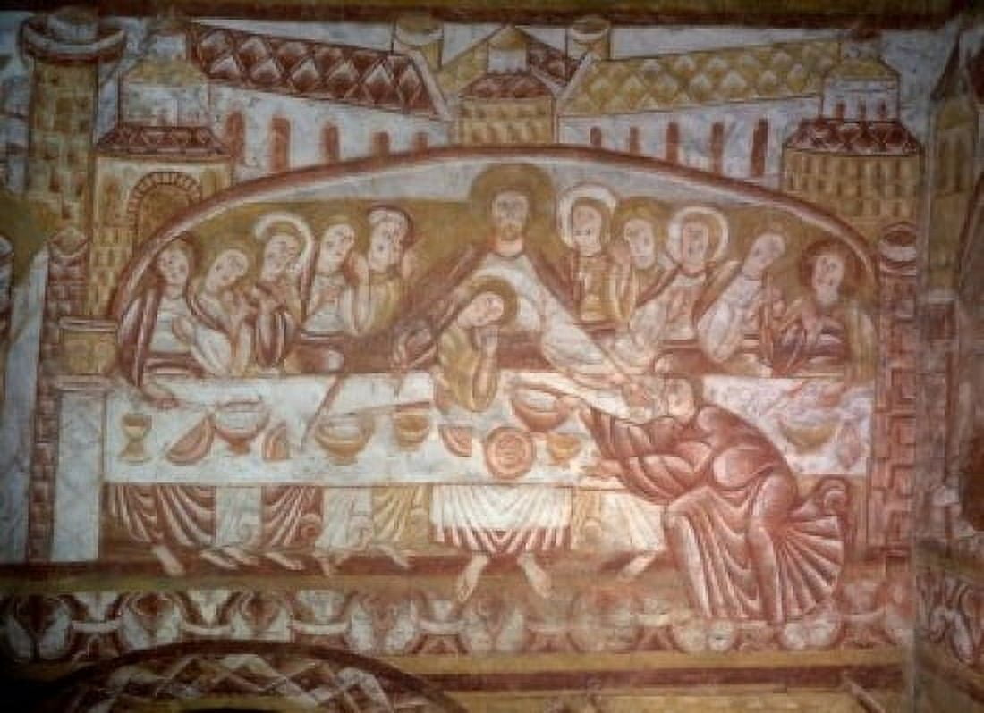 Posterazzi The Last Supper by artist unknown  fresco  12th century Canvas Art -  (24 x 36)