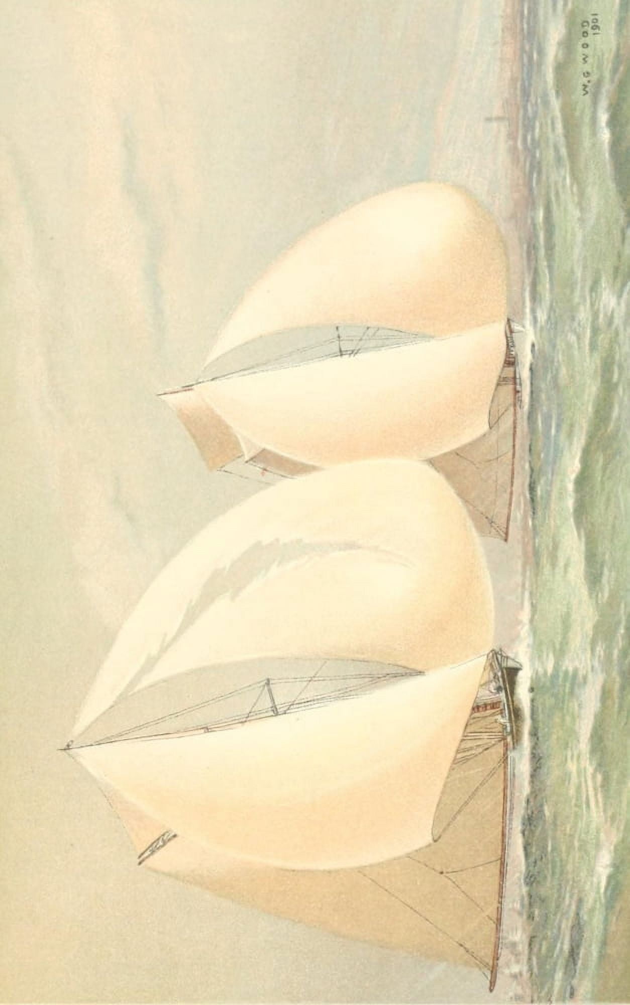 Posterazzi The Lawson History of the Americas Cup 1902 Vigilant & Valkyrie II Canvas Art - Worden G Wood (24 x 36)