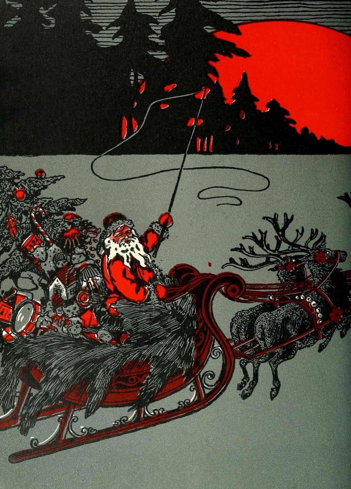 Posterazzi The Life and Adventures of Santa Claus 1902 Santa & reindeer 1 Canvas Art - Mary Cowles Clark (24 x 36)