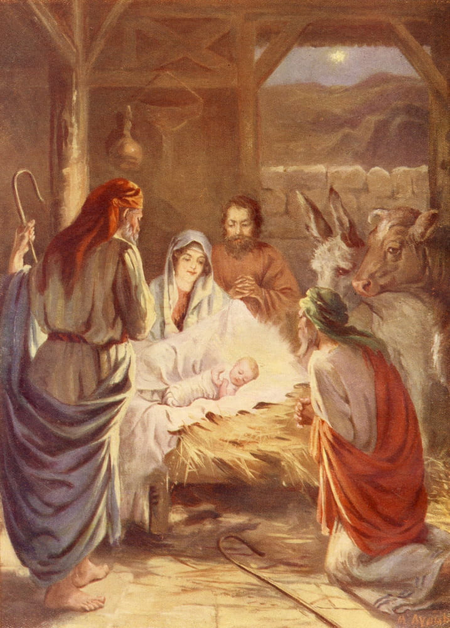 Posterazzi The Life of Jesus c1930 The Baby in the Manger Cradle Canvas Art - WJ Gibbs (24 x 36)