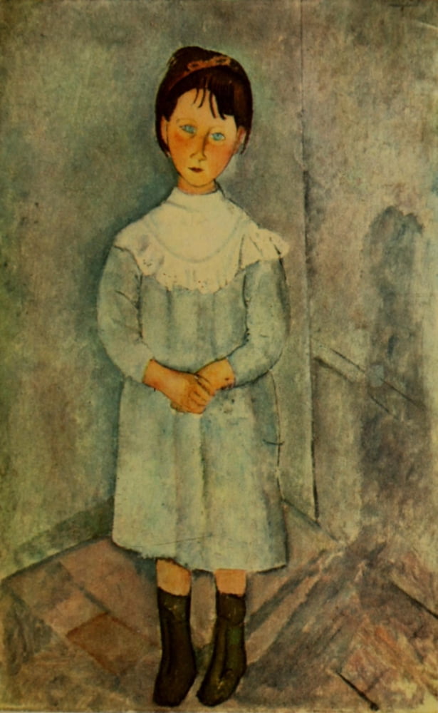 Posterazzi The Little Girl in Blue 1918 Canvas Art - Amedeo Modigliani (24 x 36)