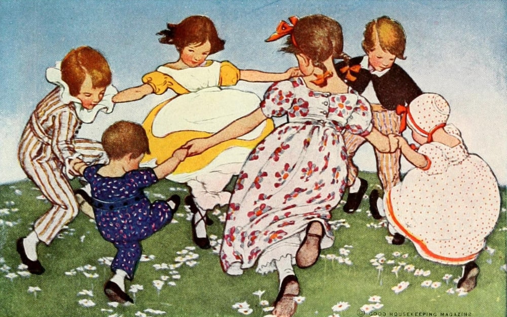 Posterazzi The Little Mother Goose 1918 Ring a ring a roses Canvas Art - Jessie Willcox Smith (24 x 36)