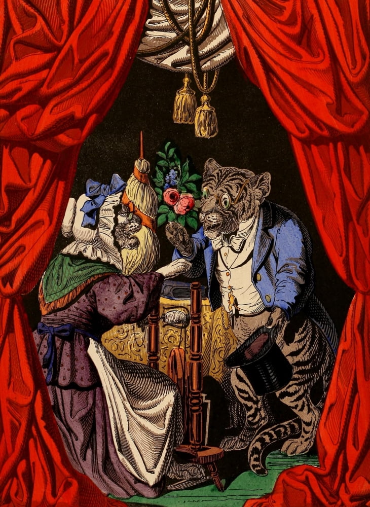 Posterazzi The Little Pussy-cats 1870 Cat proposal Canvas Art - Edmund Evans (24 x 36)