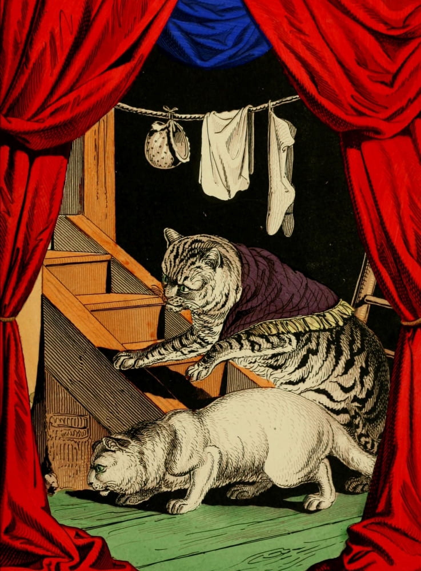 Posterazzi The Little Pussy-cats 1870 Hunting mice Canvas Art - Edmund Evans (24 x 36)