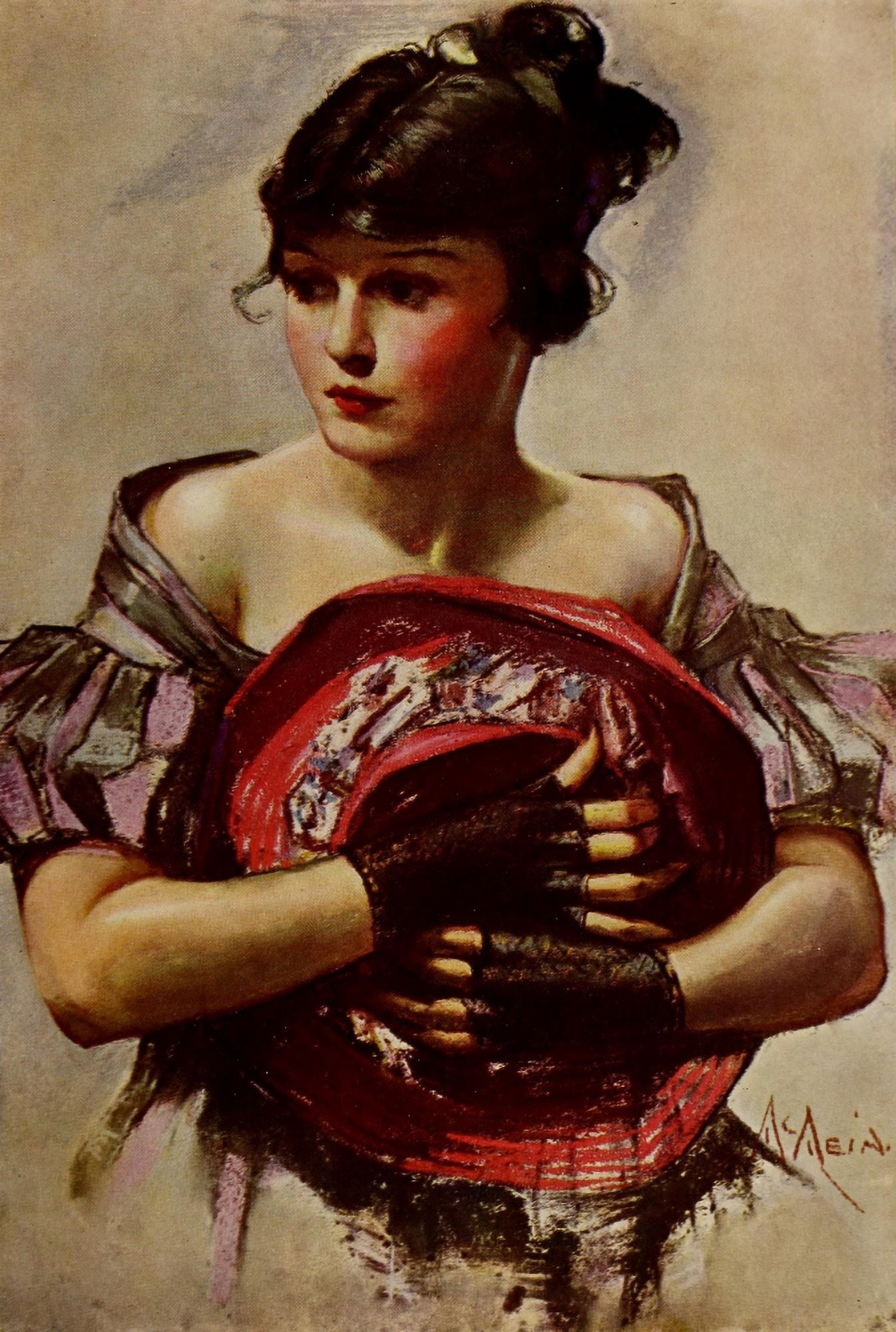 Posterazzi The Lucky Bag Lady with red hat Canvas Art - Neysa McMein (24 x 36)