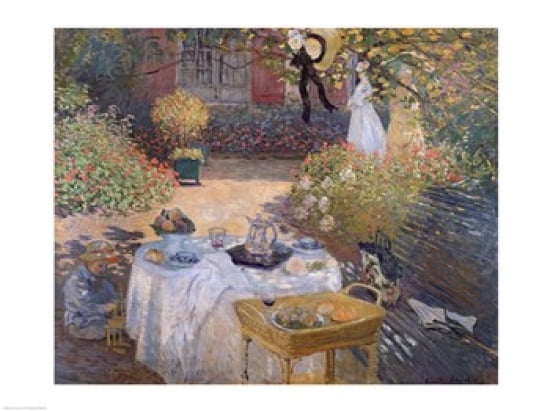 Posterazzi The Luncheon Monets garden at Argenteuil c1873 Canvas Art - Claude Monet (36 x 24)