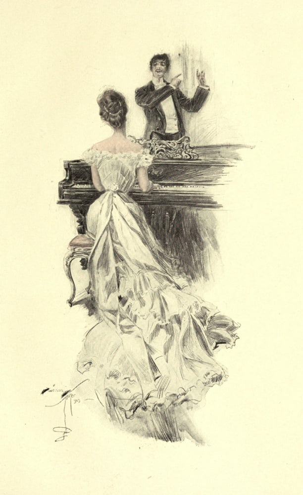 Posterazzi The Main Chance 1903 At the piano Canvas Art - Harrison Fisher (24 x 36)