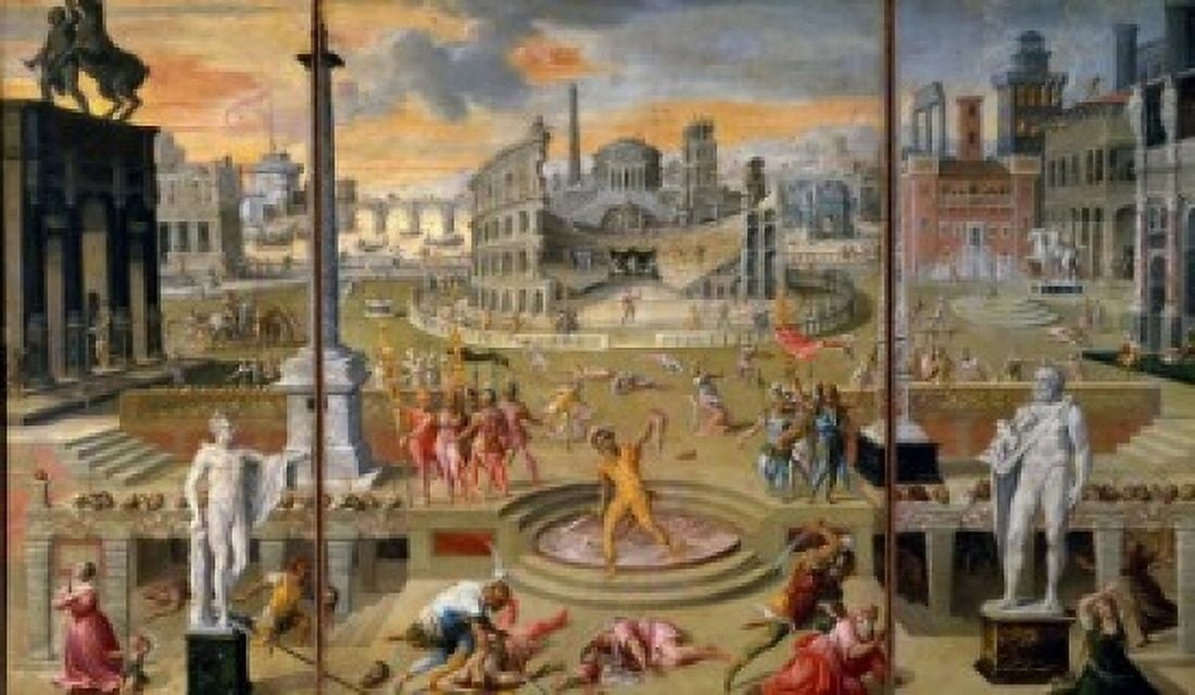 Posterazzi The Massacre of the Triumvirate by Antoine Caron  (1520-1598)  Paris  Musee du Louvre Canvas Art - Antoine Caron (24 x 36)