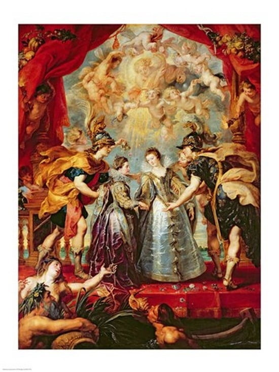 Posterazzi The Medici Cycle Exchange of the Two Princesses of France and Spain Canvas Art - Peter Paul Rubens (24 x 36)