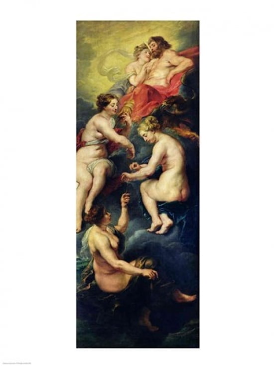 Posterazzi The Medici Cycle The Three Fates Foretelling the Future of Marie de Medici Canvas Art - Peter Paul Rubens (24 x 36)