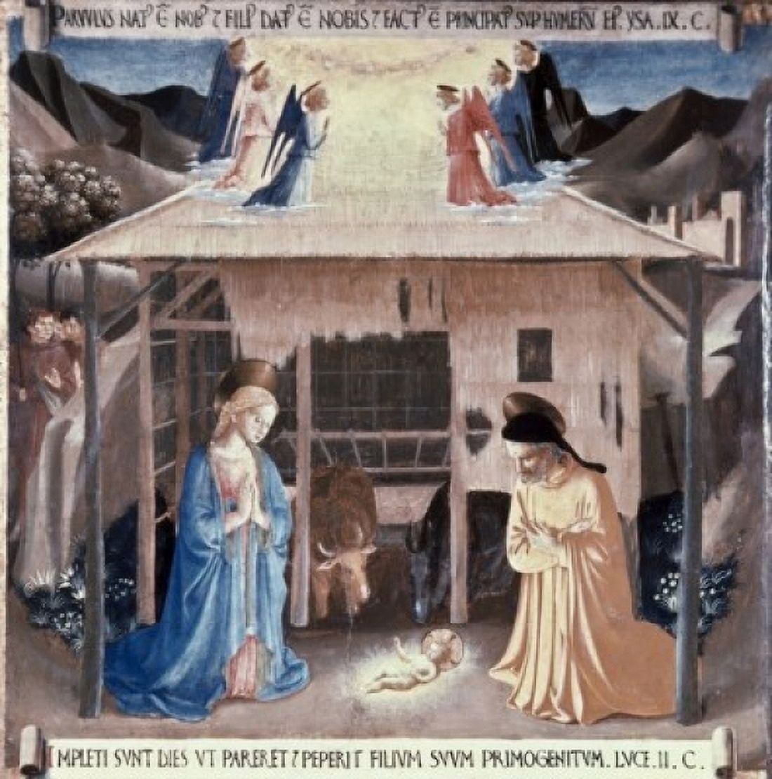 Posterazzi The Nativity 1438-1445 Fra Angelico (ca1395-1455 Italian) Fresco Museo di San Marco Florence Italy Canvas Art - Fra Angelico (24 x 36)