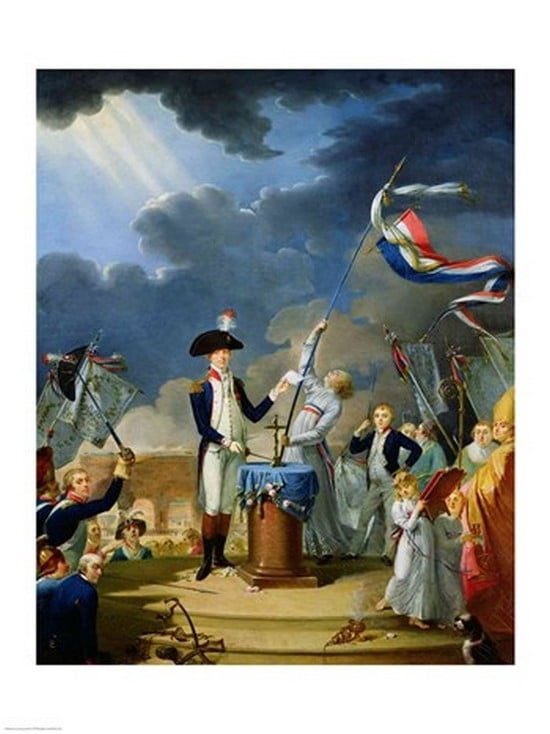 Posterazzi The Oath of Lafayette at the Festival of the Federation 14th July 1790 Canvas Art - Jacques-Louis David (24 x 36)