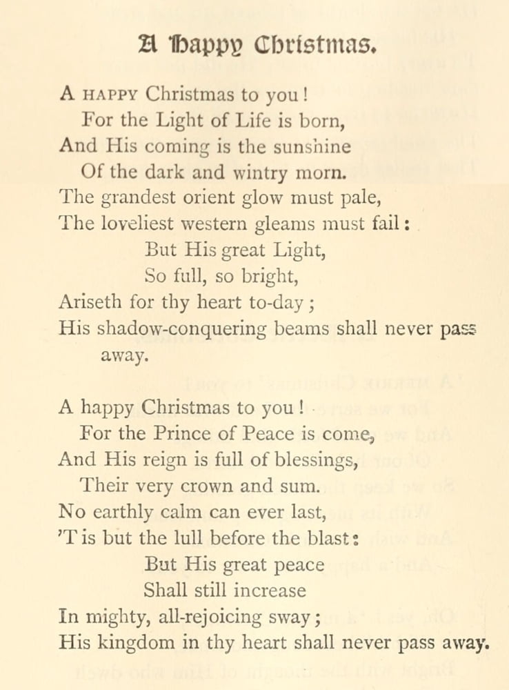 Posterazzi The Poetical Works 1880 A Happy Christmas Canvas Art - Frances R Havergal (24 x 36)