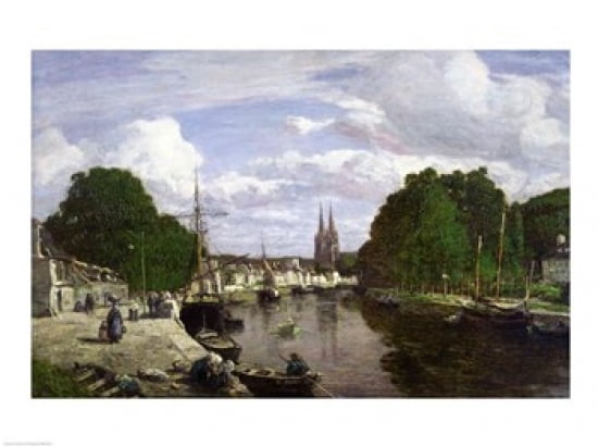 Posterazzi The Port at Quimper 1857 Canvas Art - Eugene louis Boudin (36 x 24)