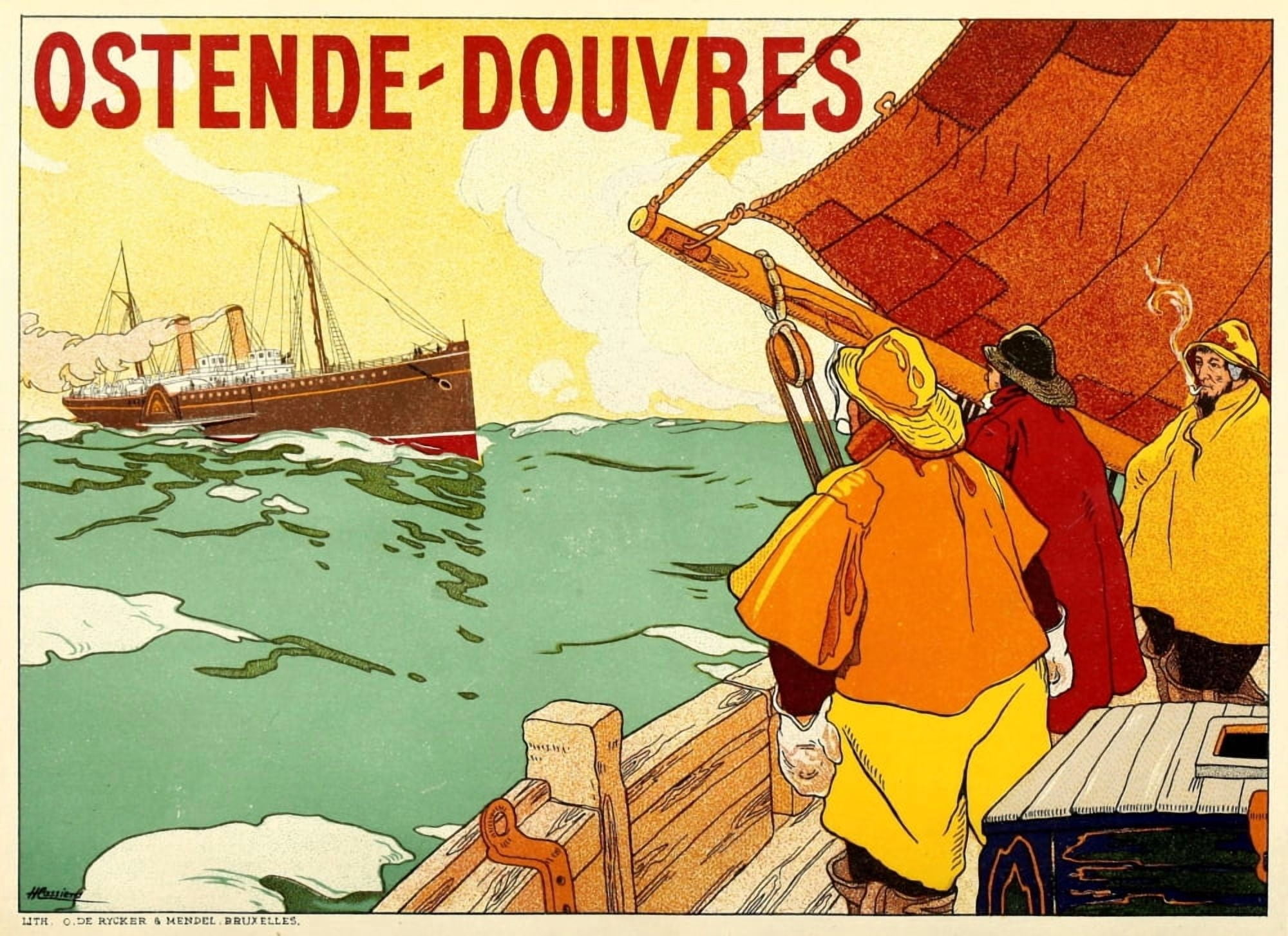 Posterazzi The Poster 1898 Ostende-Douvres Canvas Art - Henri Cassiers (24 x 36)