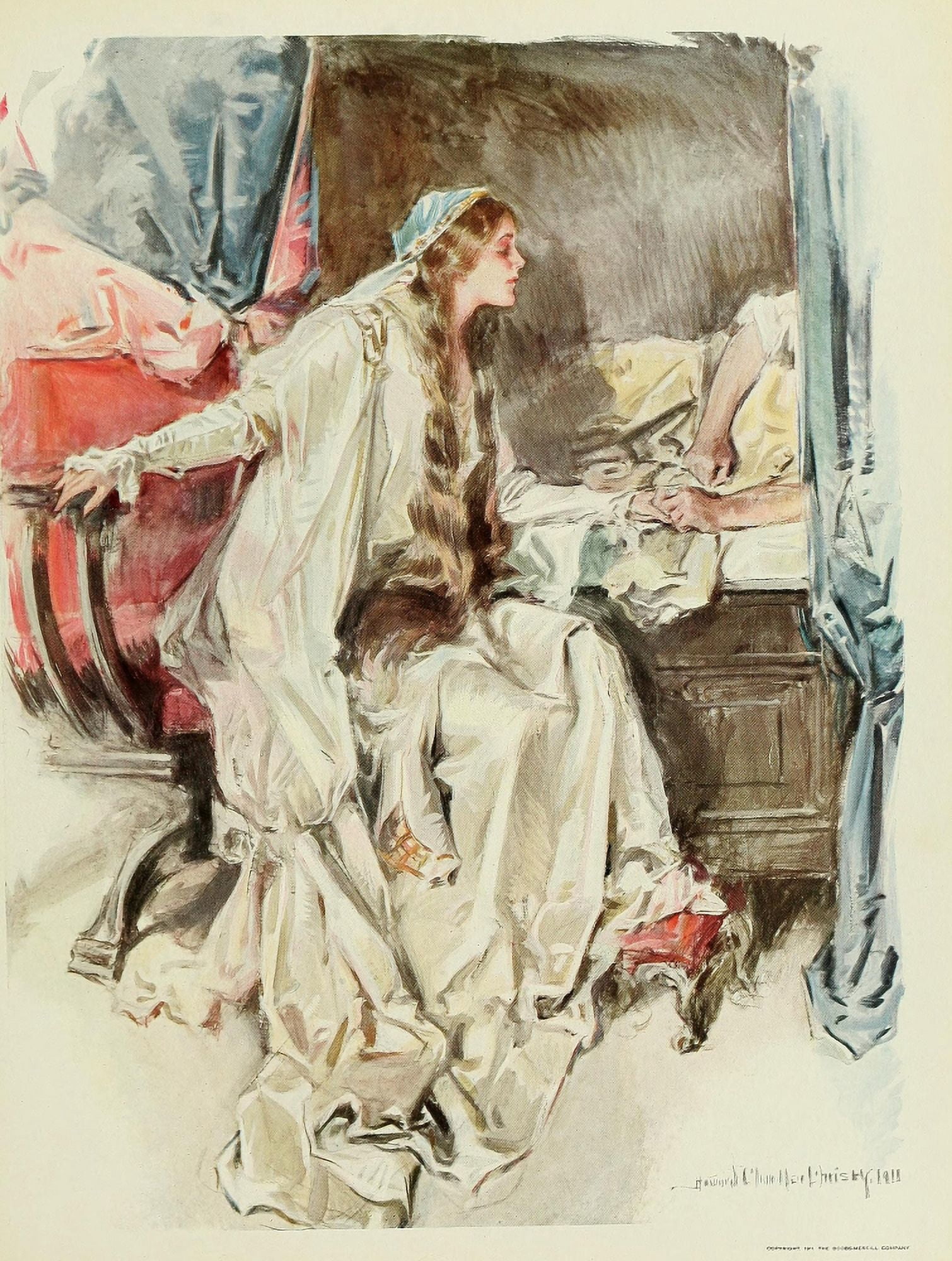 Posterazzi The Princess 1911 Princess at bedside Canvas Art - Howard Chandler Christy (24 x 36)