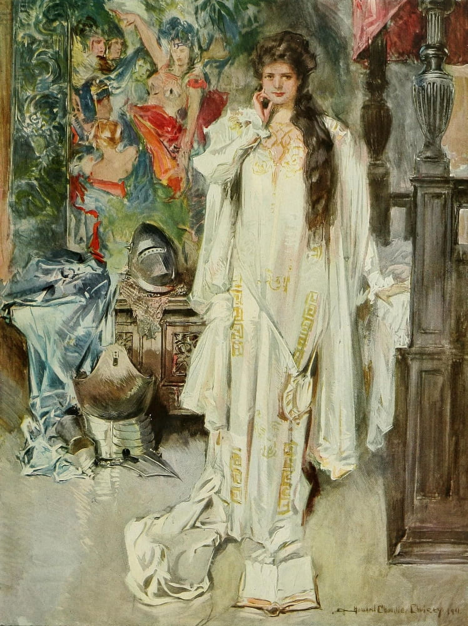 Posterazzi The Princess 1911 Princess in chamber Canvas Art - Howard Chandler Christy (24 x 36)