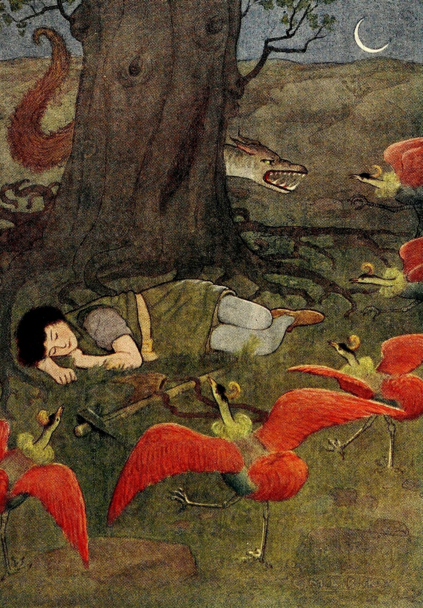 Posterazzi The Princess & the Curdie 1908 Asleep in the woods Canvas Art - Maria Kirk (24 x 36)