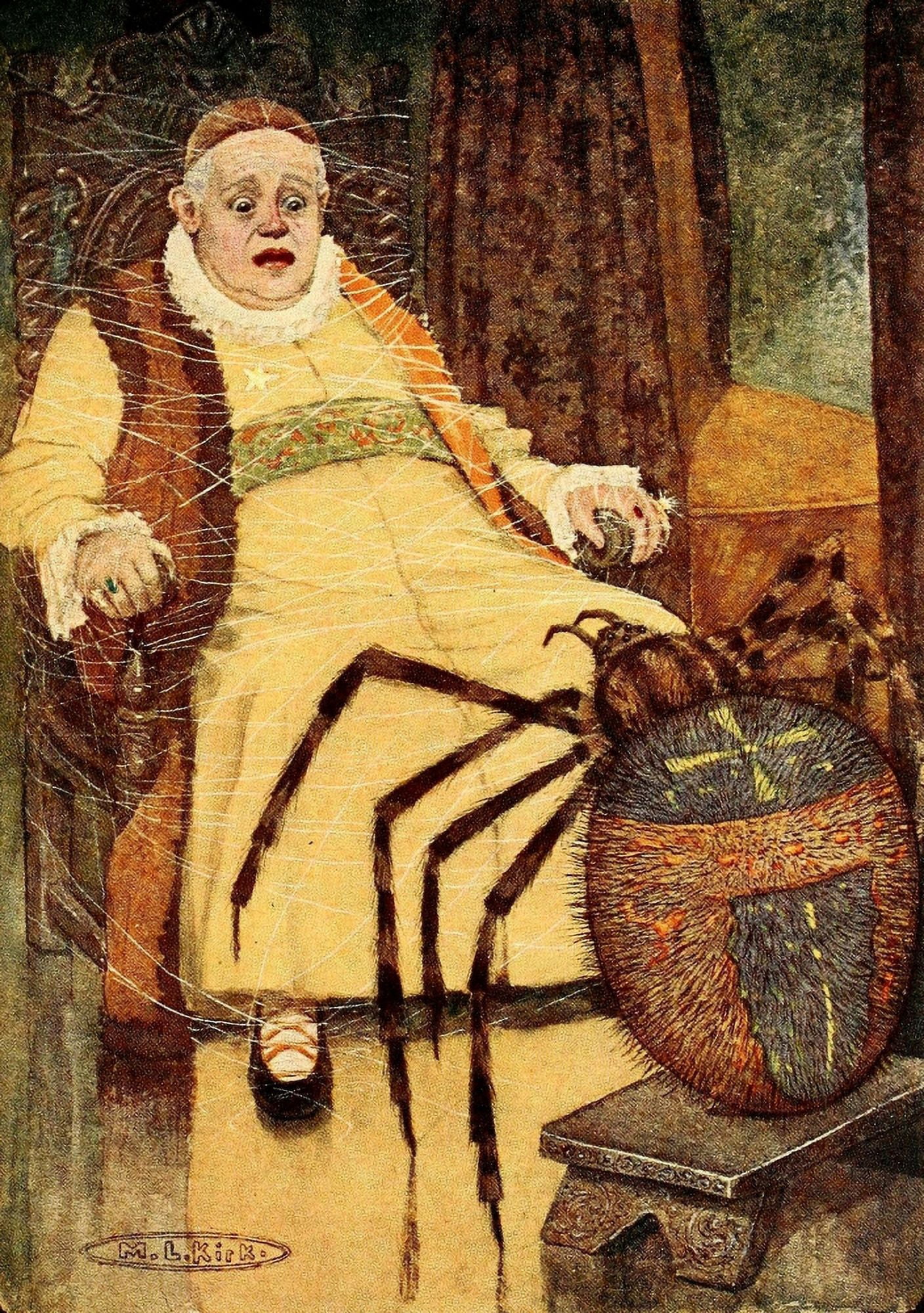 Posterazzi The Princess & the Curdie 1908 The spider sat staring at him Canvas Art - Maria Kirk (24 x 36)