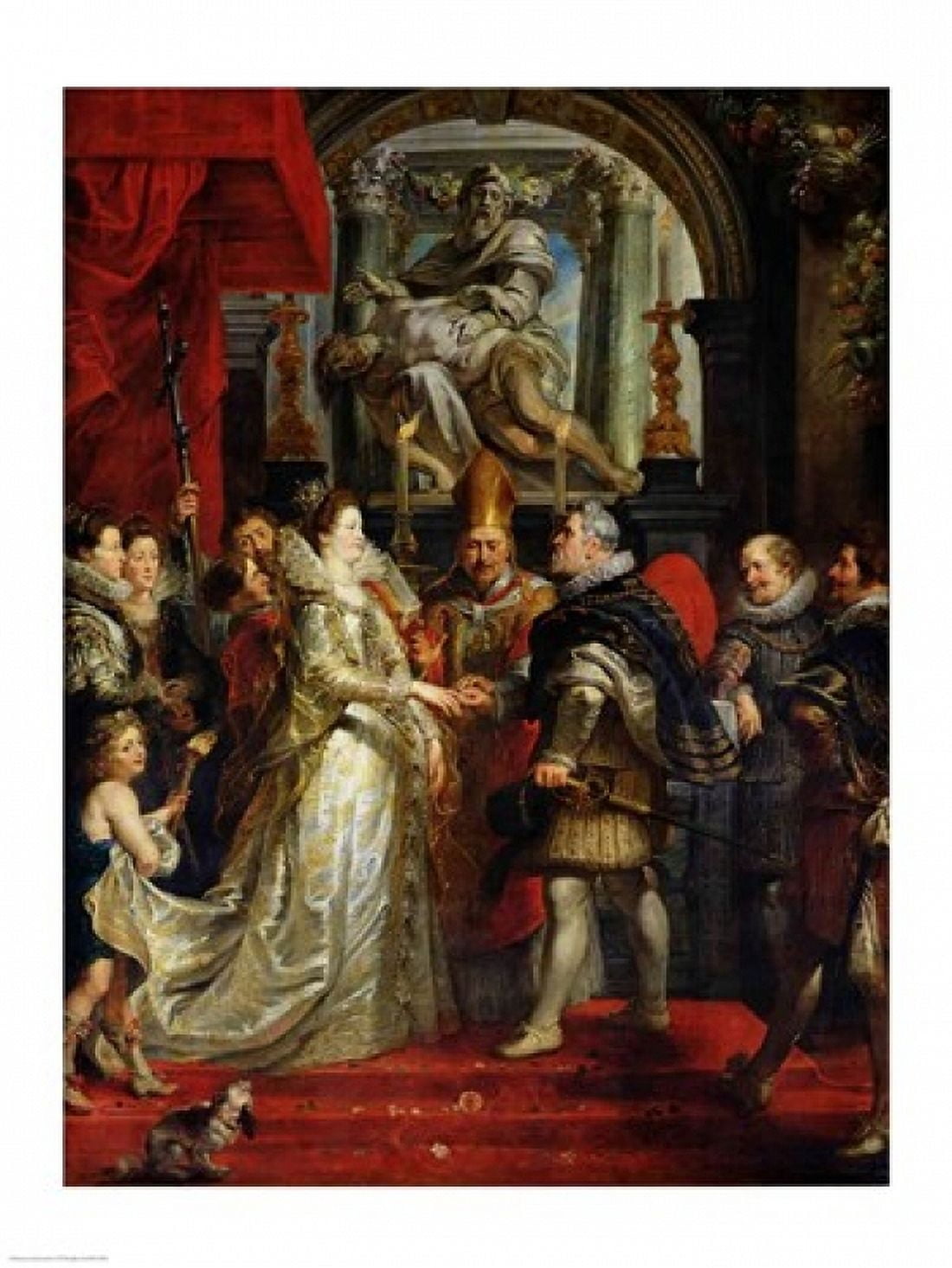 Posterazzi The Proxy Marriage of Marie de Medici Canvas Art - Peter Paul Rubens (24 x 36)