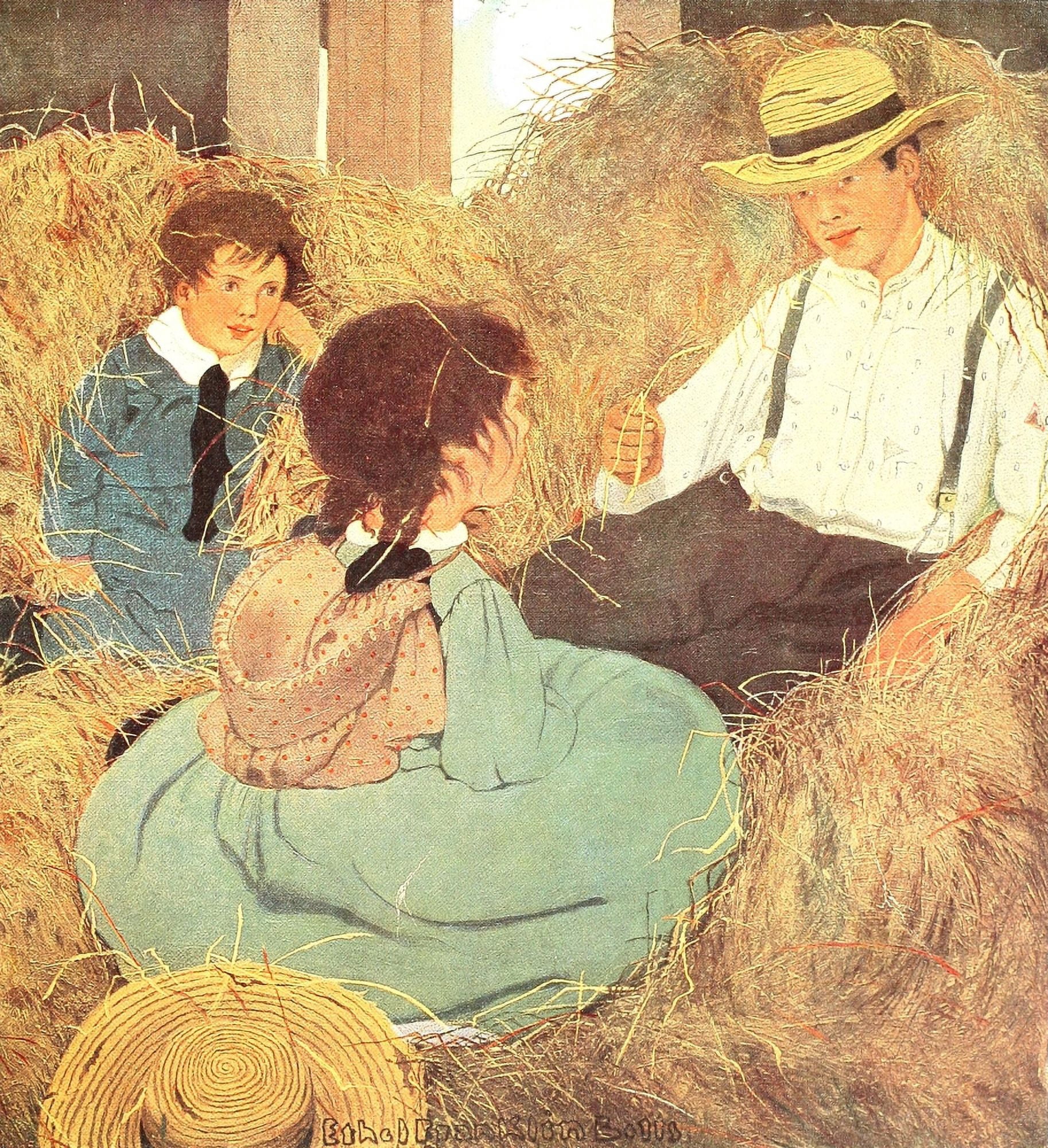 Posterazzi The Raggedy Man 1907 In the hay Canvas Art - Ethel Franklin Betts (24 x 36)