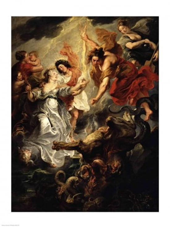 Posterazzi The Reconciliation of Marie de Medici and her son Canvas Art - Peter Paul Rubens (24 x 36)