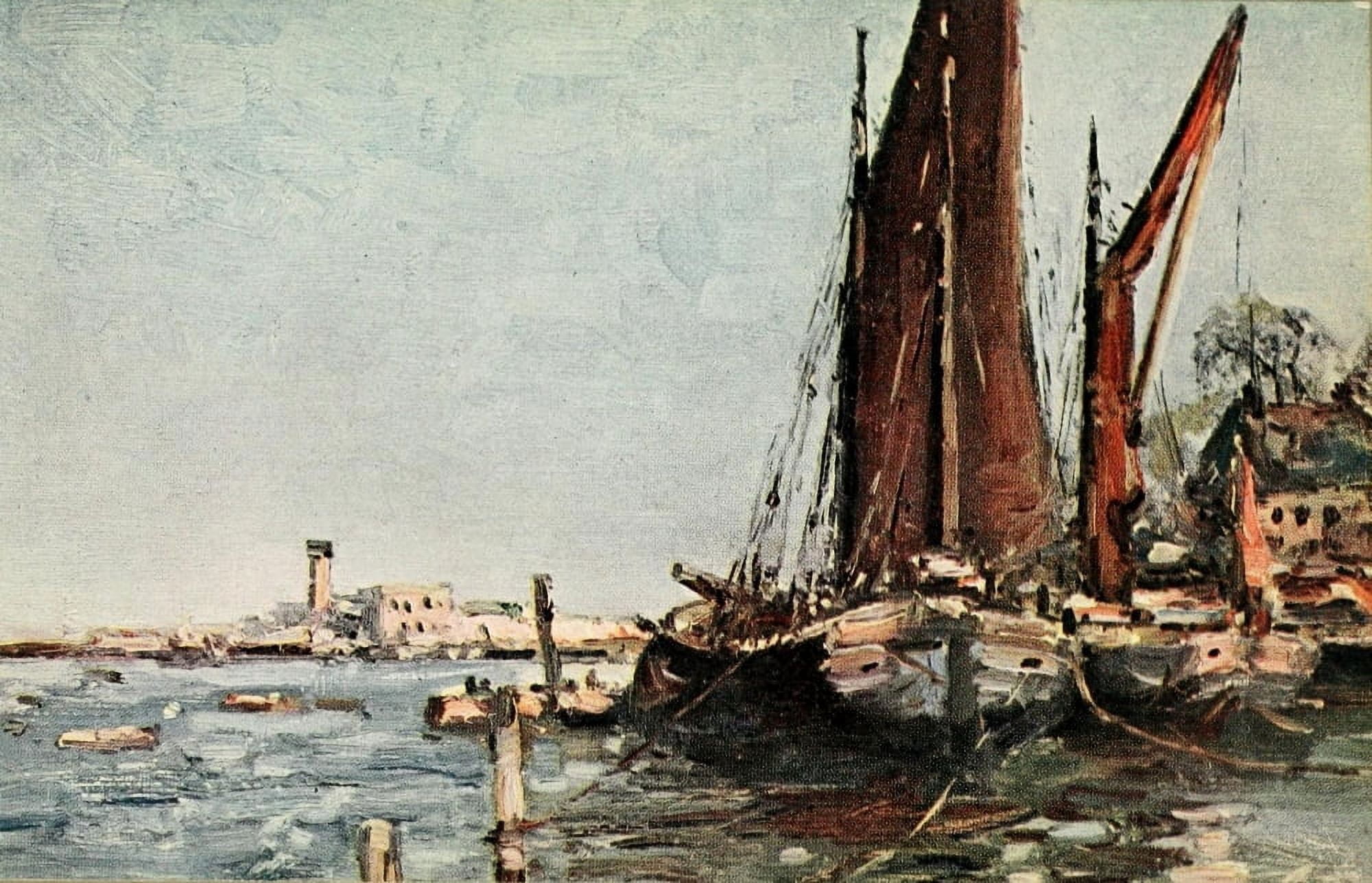 Posterazzi The River of London 1912 Greenhithe Canvas Art - John Muirhead (24 x 36)
