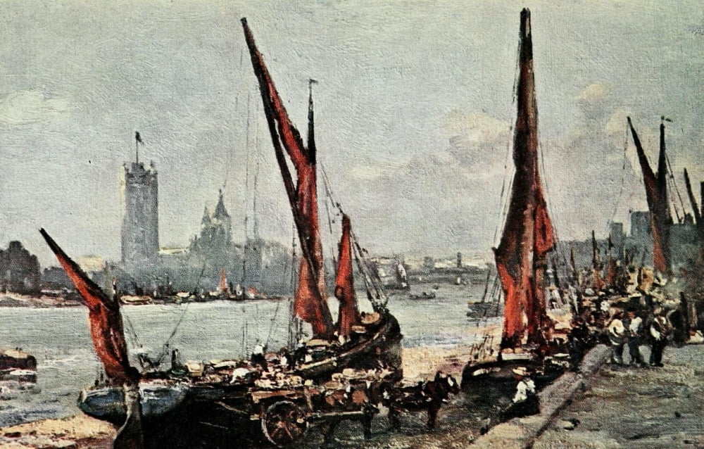 Posterazzi The River of London 1912 Houses of Parliament Canvas Art - John Muirhead (24 x 36)