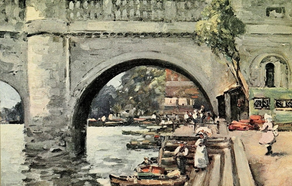 Posterazzi The River of London 1912 Richmond Bridge Canvas Art - John Muirhead (24 x 36)