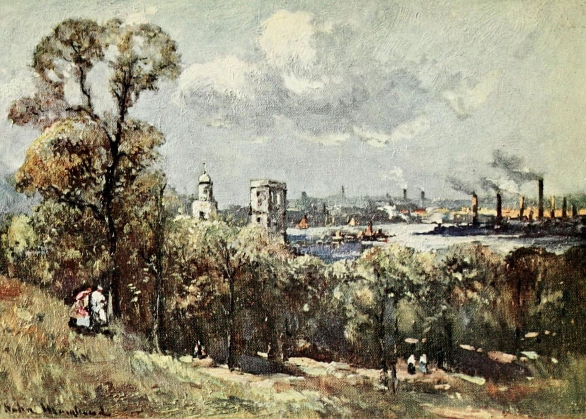 Posterazzi The River of London 1912 Thames from Greenwich Park Canvas Art - John Muirhead (24 x 36)