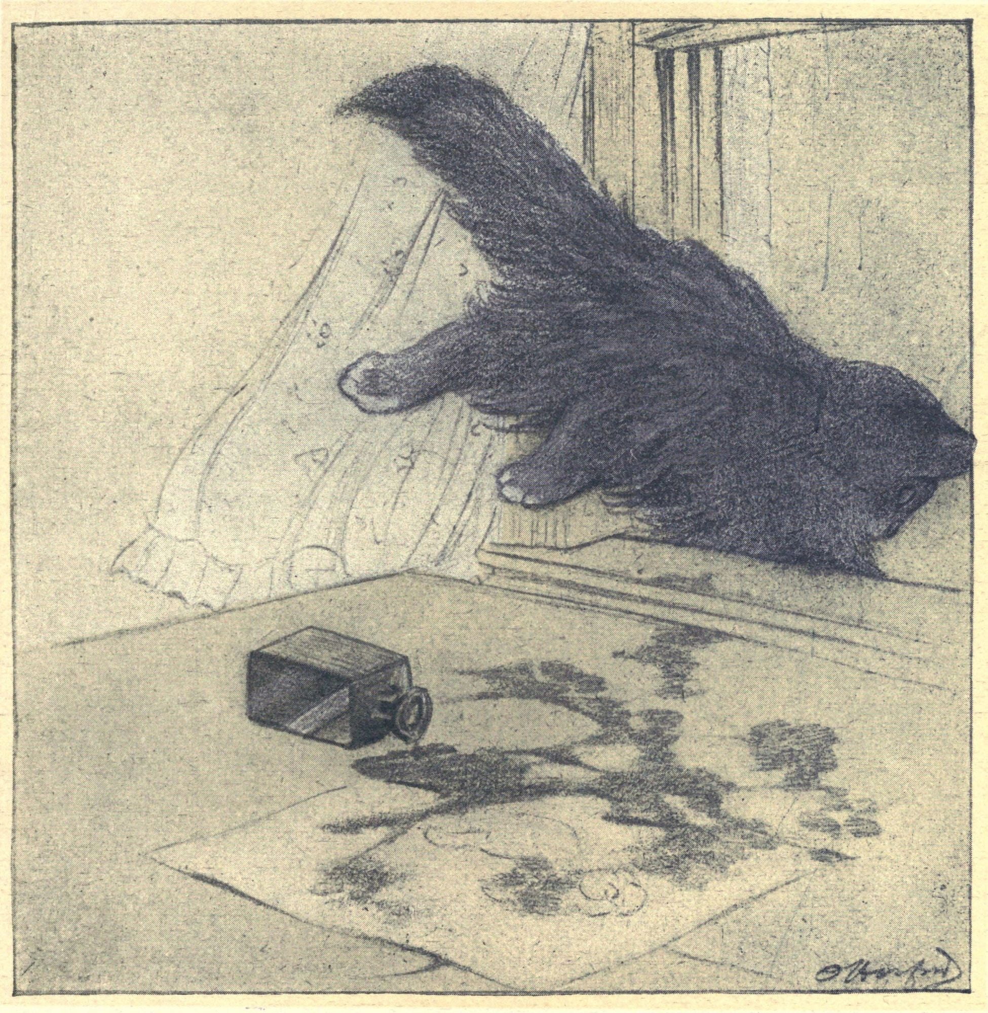 Posterazzi The Rubaiyat of a Persian Kitten 1906 Bottle spilt Canvas Art - Oliver Herford (24 x 36)