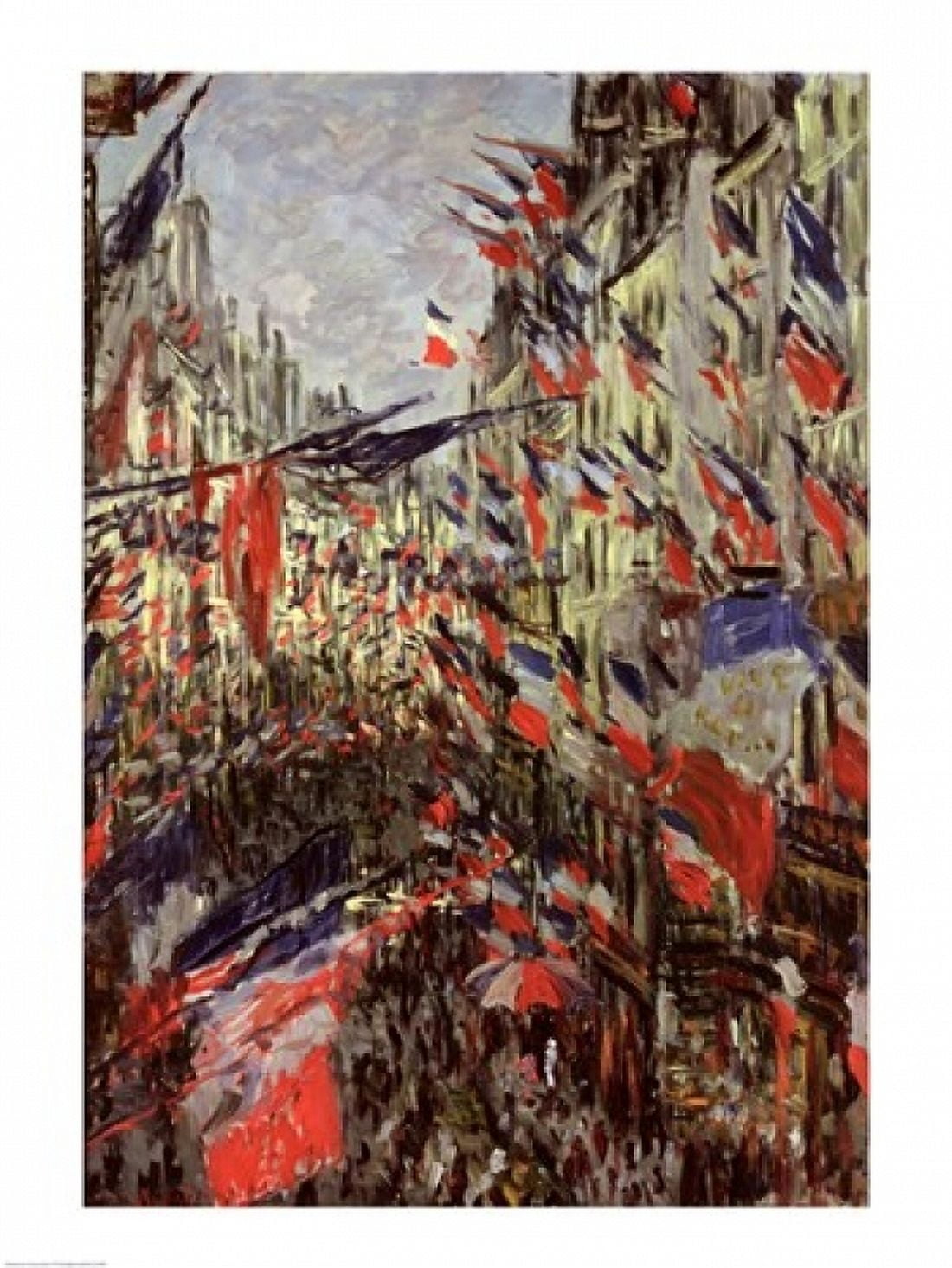 Posterazzi The Rue Saint-Denis Celebration of June 30 1878 Canvas Art - Claude Monet (24 x 36)