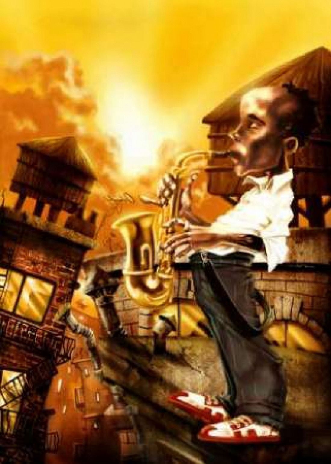 Posterazzi The Saxophonist -1 Canvas Art - A - Perez Alvez (18 x 24)