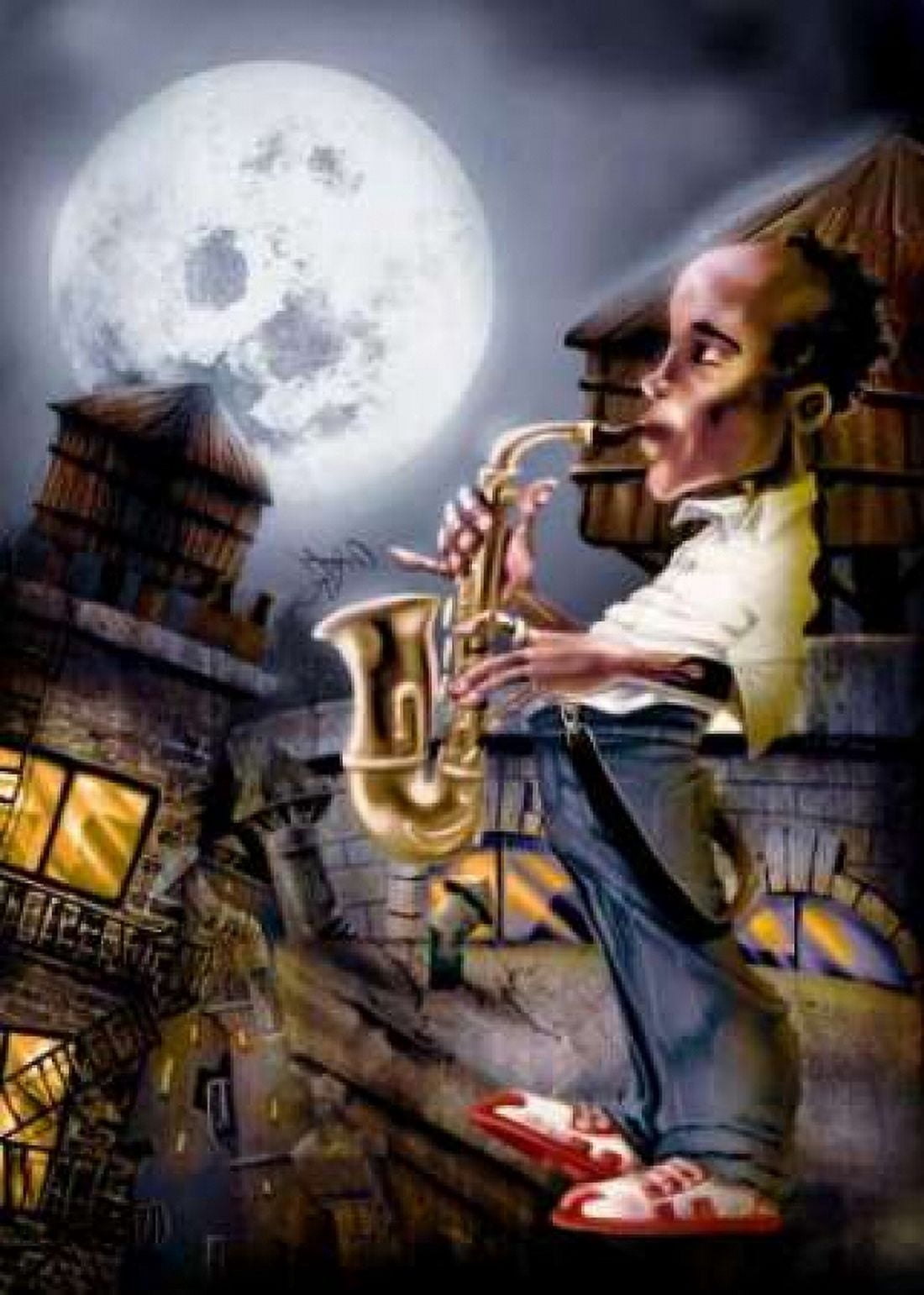 Posterazzi The Saxophonist -2 Canvas Art - A - Perez Alvez (18 x 24)