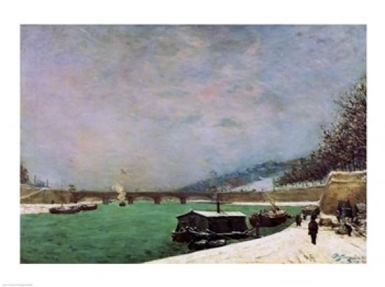 Posterazzi The Seine at the Pont dIena Winter 1875 Canvas Art - Paul Gauguin (36 x 24)