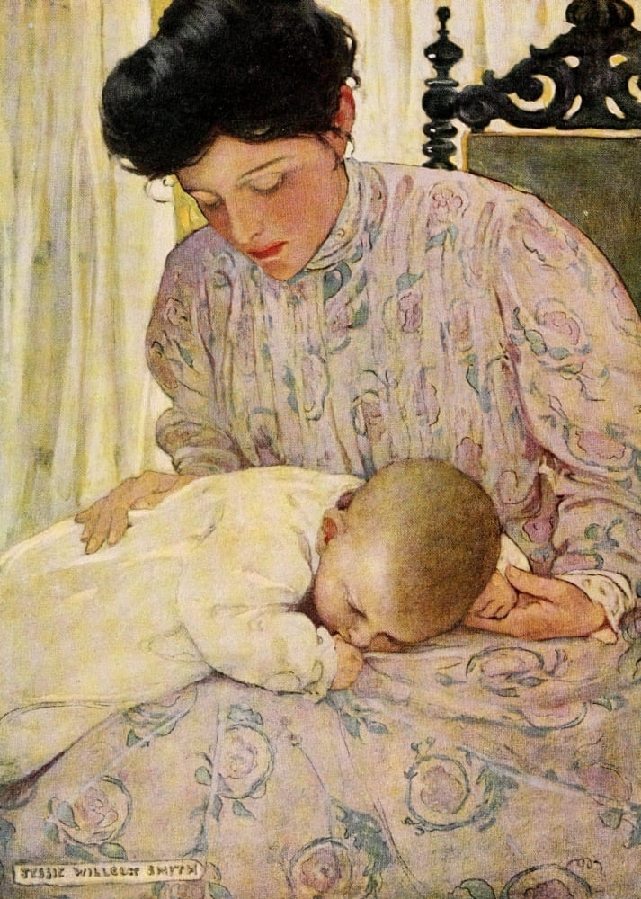 Posterazzi The Seven Ages of Childhood 1909 Infant in its mothers arms Canvas Art - Jessie Willcox Smith (24 x 36)