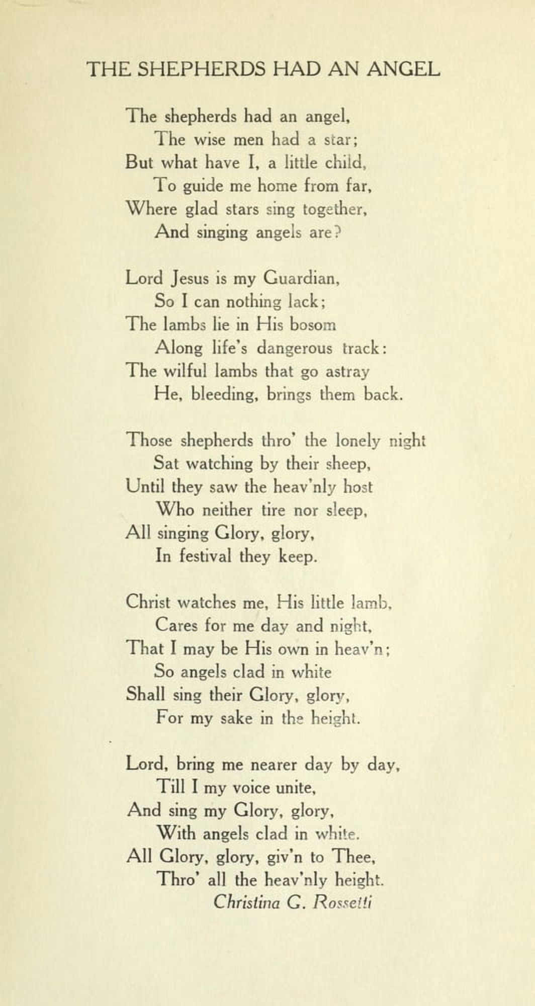 Posterazzi The Shepherds had an Angel Christmas in Poetry 1922 Canvas Art - Christina x-Rossetti (24 x 36)