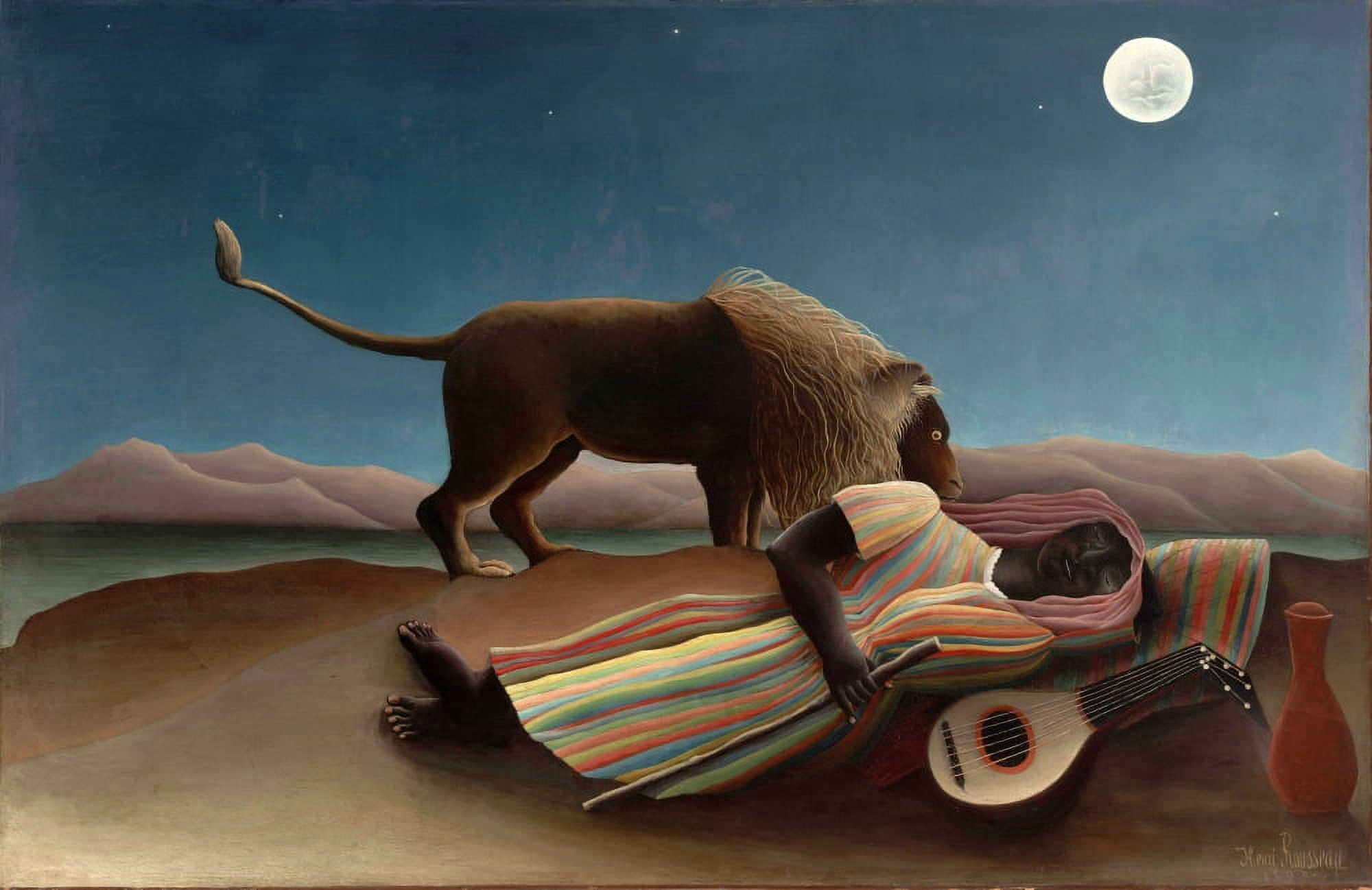 Posterazzi The Sleeping Gypsy 1897 Canvas Art - Henri Rousseau (24 x 36)