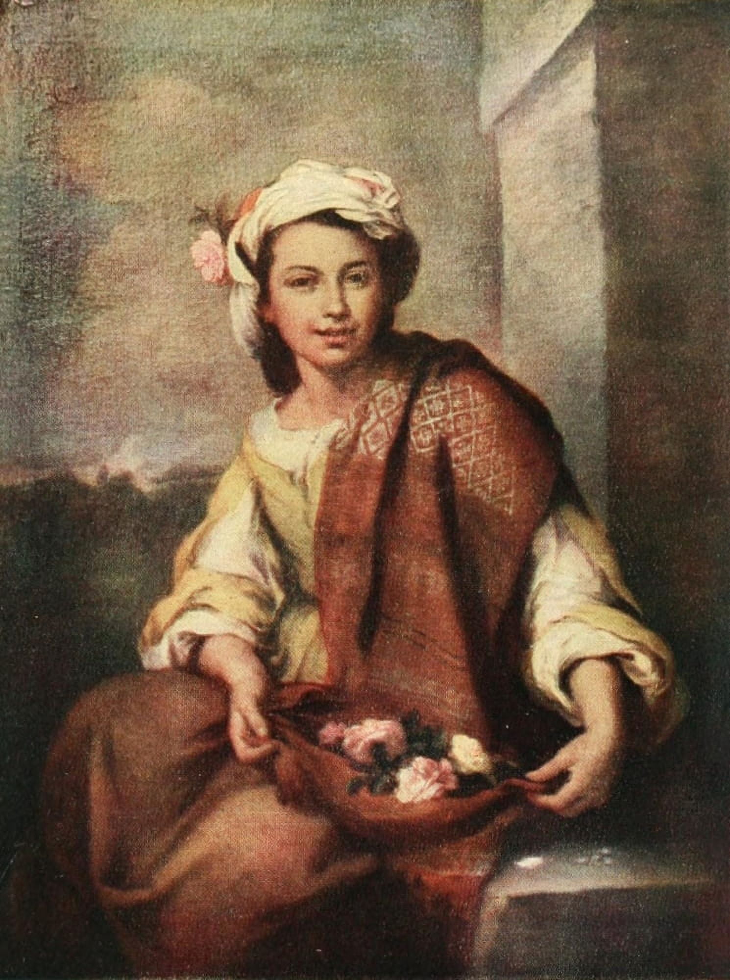 Posterazzi The Spanish Flower Girl History of Painting 1911 Canvas Art - Bartolom Esteban Murillo (24 x 36)